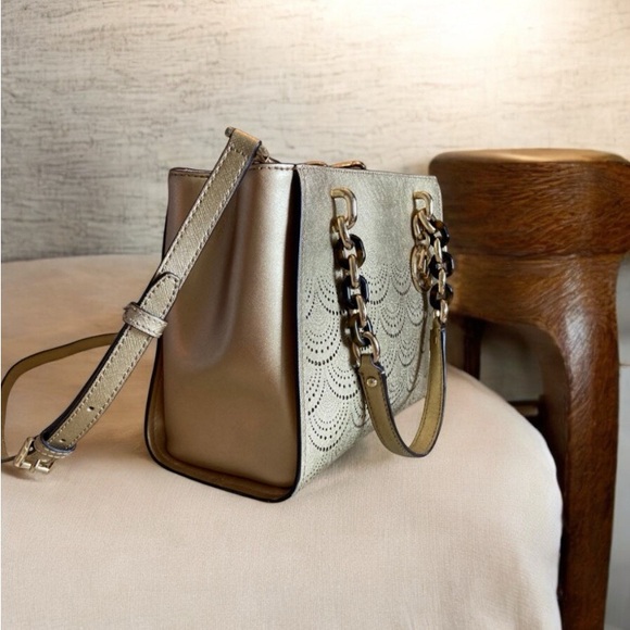 Michael Kors Sofia laser perforated leather gold tone